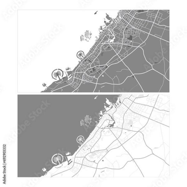Obraz Layered editable vector illustration outline Map of Dubai,United Arab Emirates