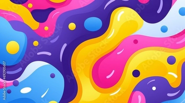 Fototapeta A Whimsical Journey Through Colorful Dreams: Abstract Melody of Playful Shapes and Bubbles