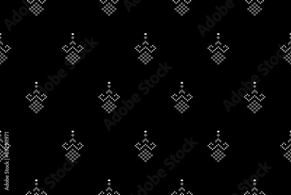 Obraz Nature vintages cross stitch traditional ethnic pattern paisley flower Ikat background abstract Aztec African Indonesian Indian seamless pattern for fabric print cloth dress carpet curtains and sarong