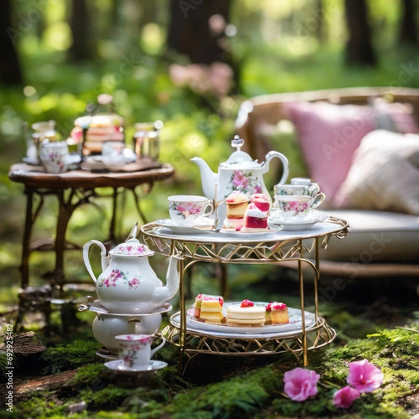 Obraz 森の中で飲むアフタヌーンティー