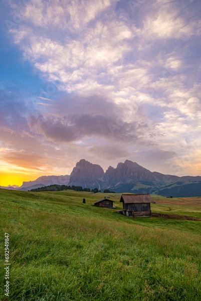 Obraz Seiser Alm or Alpe di Siusi, UNESCO World Heritage. Ideal for families, with breathtaking views, and diverse nature experiences