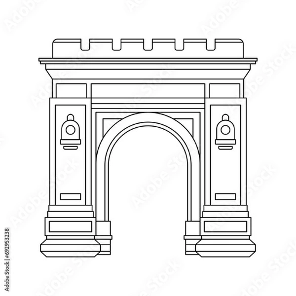 Fototapeta Black line Arcul de Triumf icon for versatile use. Ideal for logos and various applications, offering a minimalistic touch