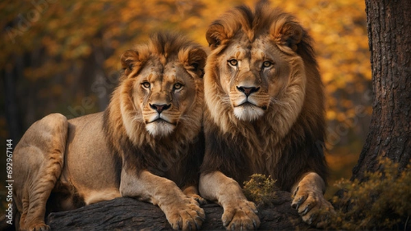 Fototapeta The King of the Jungle: A Close-up of a Majestic Lion