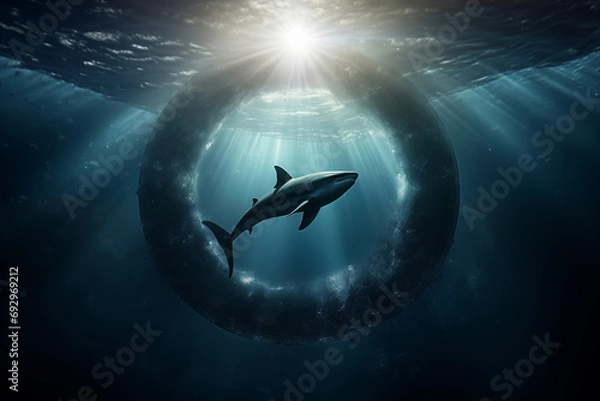 Fototapeta Celestial Shark Eclipse - a surreal composition