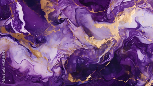 Fototapeta Very beautiful purple marble pattern. Abstract art wallpaper. Art and Gold background. generative AI.