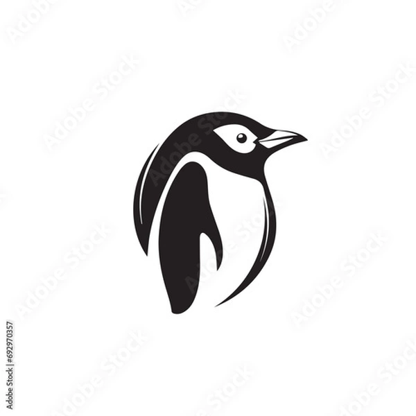 Fototapeta Penguin in cartoon, doodle style. Isolated 2d vector illustration in logo, icon, sketch style, Eps 10, black and white. AI Generative