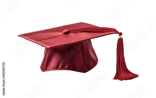 Fototapeta Red Graduation Cap with Maroon Tassel on a White or Clear Surface PNG Transparent Background