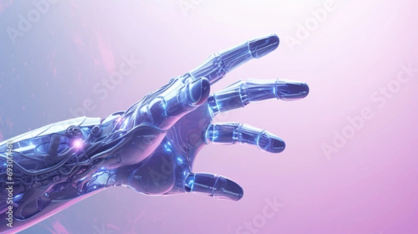 Obraz A robotic finger points to a distant background illustration