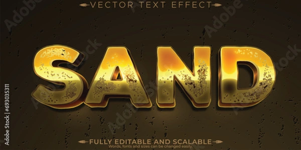 Fototapeta Sand text effect, editable beach and arid customizable font style