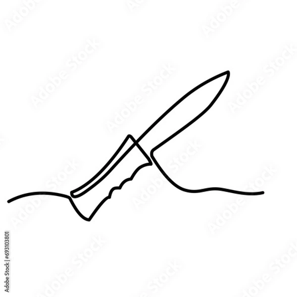 Fototapeta knife continuous line art
