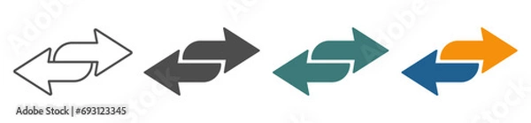 Fototapeta Double arrow icons in four direction flat vector icons set