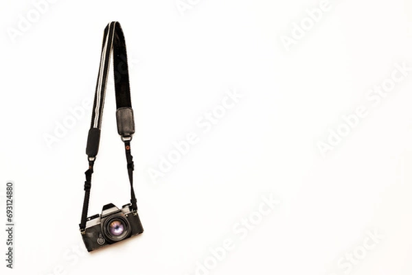 Obraz Camera hanging on isolated white background