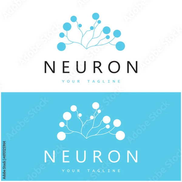 Fototapeta Neuron logo or nerve cell logo design,molecule logo illustration template icon with vector concept