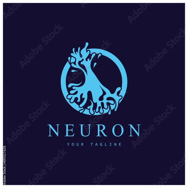 Fototapeta Neuron logo or nerve cell logo design,molecule logo illustration template icon with vector concept