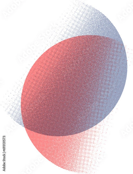 Obraz Vector halftone intersection effect circles red and blue isolated on white background
