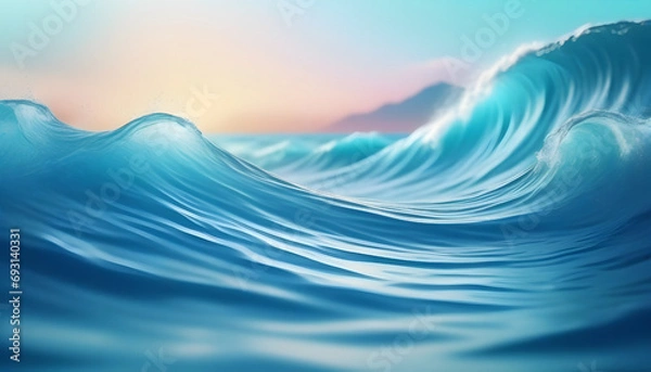 Obraz Blue ocean wave. 3d render illustration. Ocean wave background. Generative AI