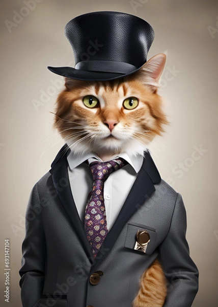 Obraz black and white cat