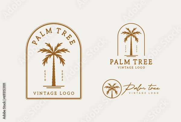 Obraz Palm tree vintage logo design template 