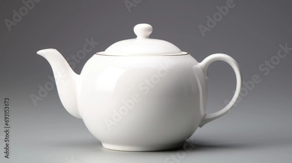 Obraz Embrace the art of tea! single Chinese ceramic white teapot, isolated on a pristine white background. Invest