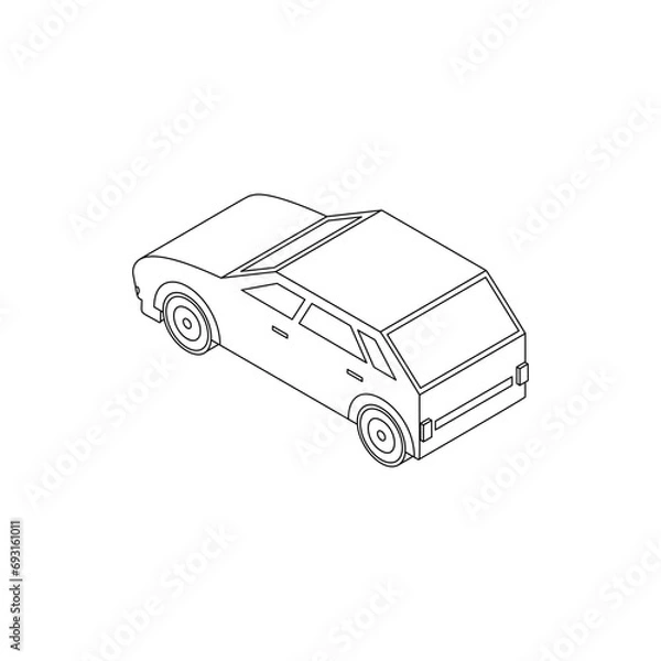 Obraz isometric car sedan, outline editable ,left , vector illustration