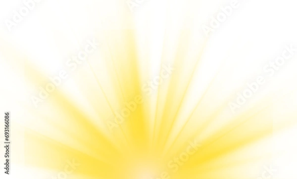 Fototapeta Transparent yellow sunlight special lens flash light effect. Front solar flare lenses. Glowing light effects. PNG. 