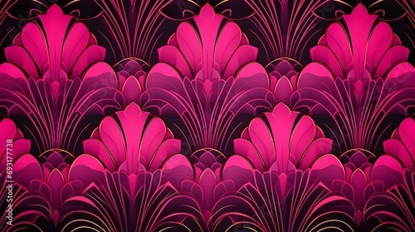 Obraz Glamorous Hot Pink Art Deco Pattern Background