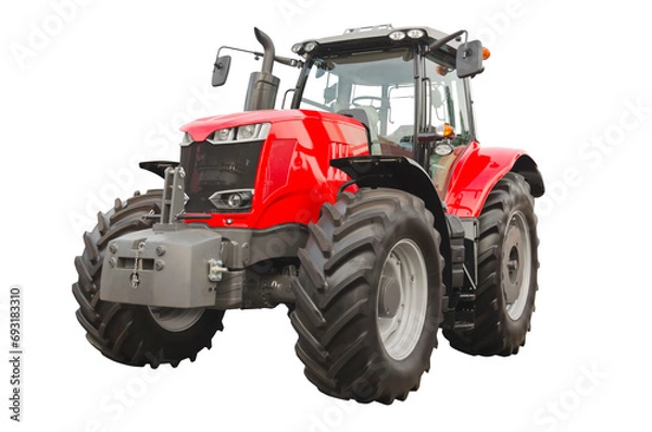 Obraz Big red agricultural tractor, front view