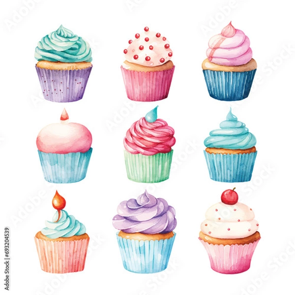 Obraz set of cupcakes with candles