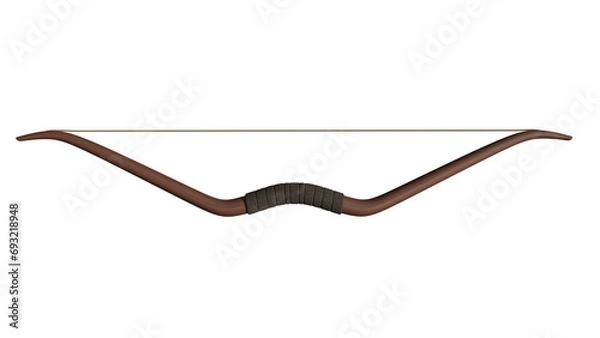 Fototapeta Dark wood bow isolated on transparent and white background. Archer concept. 3D render