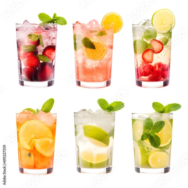 Fototapeta Refreshing drinks for summer  isolated on transparent background Generative AI	