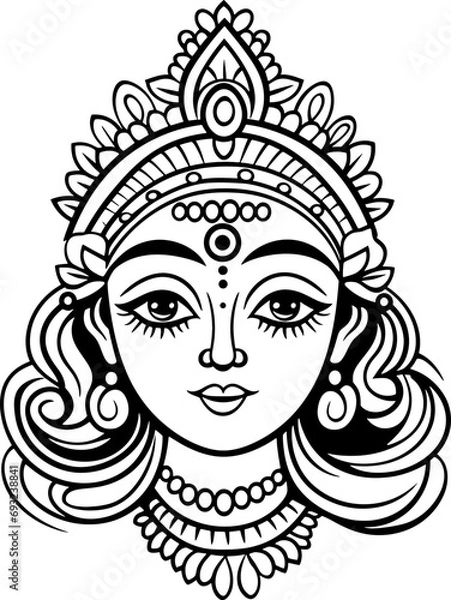 Fototapeta Durga maa head drawing 