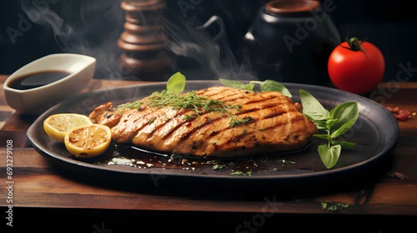 Obraz Grilled chicken fillet. Illustration