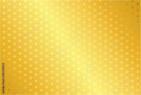 Obraz 日本の伝統模様の背景素材イラスト【麻の葉・金色】