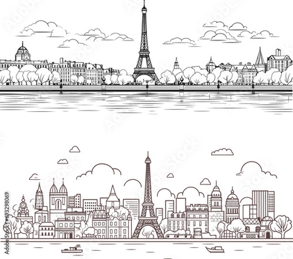 Obraz paris city line vector