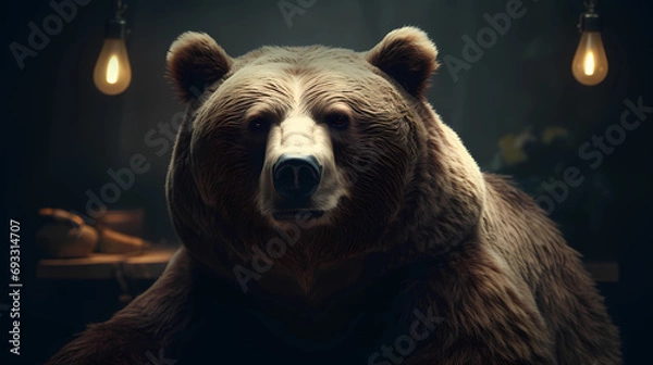 Obraz Brown bear portrait. Vector Illustration