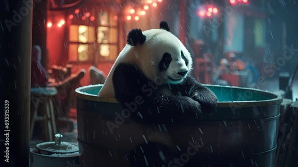 Obraz Panda in the night. Vector Illustration