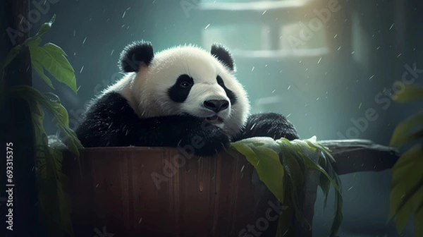 Obraz Sleepy giant panda bear. Vector Illustration
