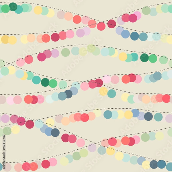 Fototapeta Seamless background with multicolored circle garlands