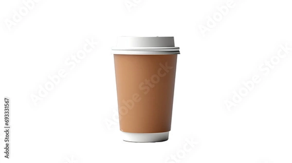 Fototapeta Coffee cup with white lid, perfect for a morning pick-me-up, isolated in the image
