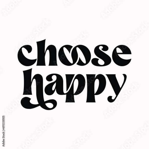 Fototapeta Choose happy, Rear View Mirror with motivational quotes illustration