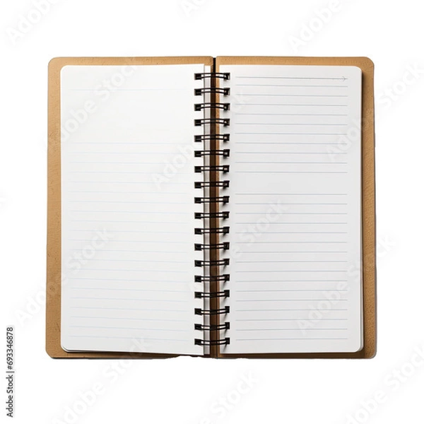 Fototapeta Notebook Open for Notes - Organization and Study. Isolated on a Transparent Background. Cutout PNG.