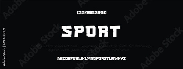 Fototapeta Sport Modern abstract digital alphabet font. Minimal technology typography, Creative urban sport fashion futuristic font and with numbers. vector illustration	