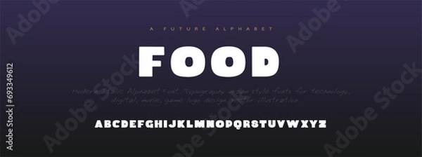 Fototapeta Food Abstract Quality font alphabet. Minimal modern urban fonts for logo, brand etc. Typography typeface with small and capital alphabet and number. vector illustration