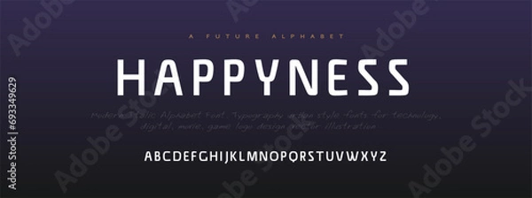 Fototapeta Modern abstract digital alphabet font. Minimal technology typography, Creative urban sport fashion futuristic font and with numbers. vector illustration