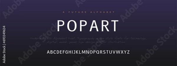 Fototapeta Popart Modern abstract digital alphabet font. Minimal technology typography, Creative urban sport fashion futuristic font and with numbers. vector illustration