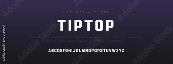 Fototapeta Tiptop Modern abstract digital alphabet font. Minimal technology typography, Creative urban sport fashion futuristic font and with numbers. vector illustration.