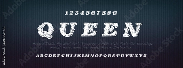 Fototapeta Queen Modern abstract digital alphabet font. Minimal technology typography, Creative urban sport fashion futuristic font and with numbers. vector illustration