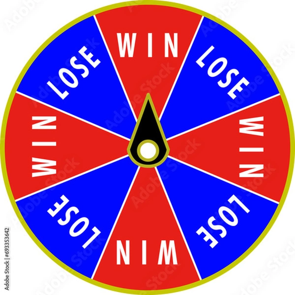 Obraz 【英語版】ダーツでルーレットの当たりハズレを狙うくじのイラスト【あたり版】