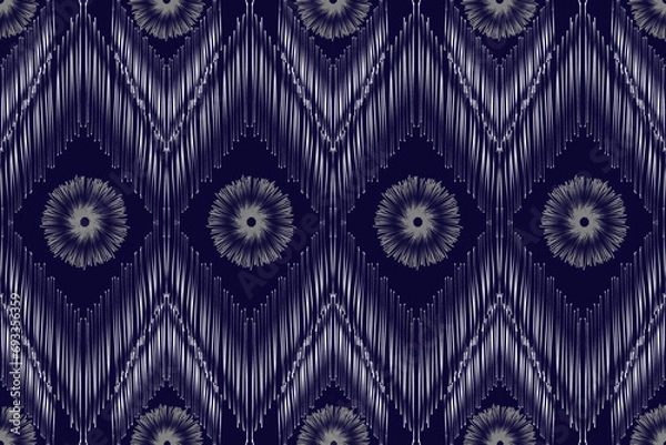 Fototapeta Ikat pattern . Geometric chevron abstract illustration, wallpaper. Tribal ethnic vector texture. Aztec style. Folk embroidery. Indian, Scandinavian, African rug.design for carpet,sarong  