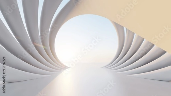 Fototapeta Abstract architecture background arched interior 3d render